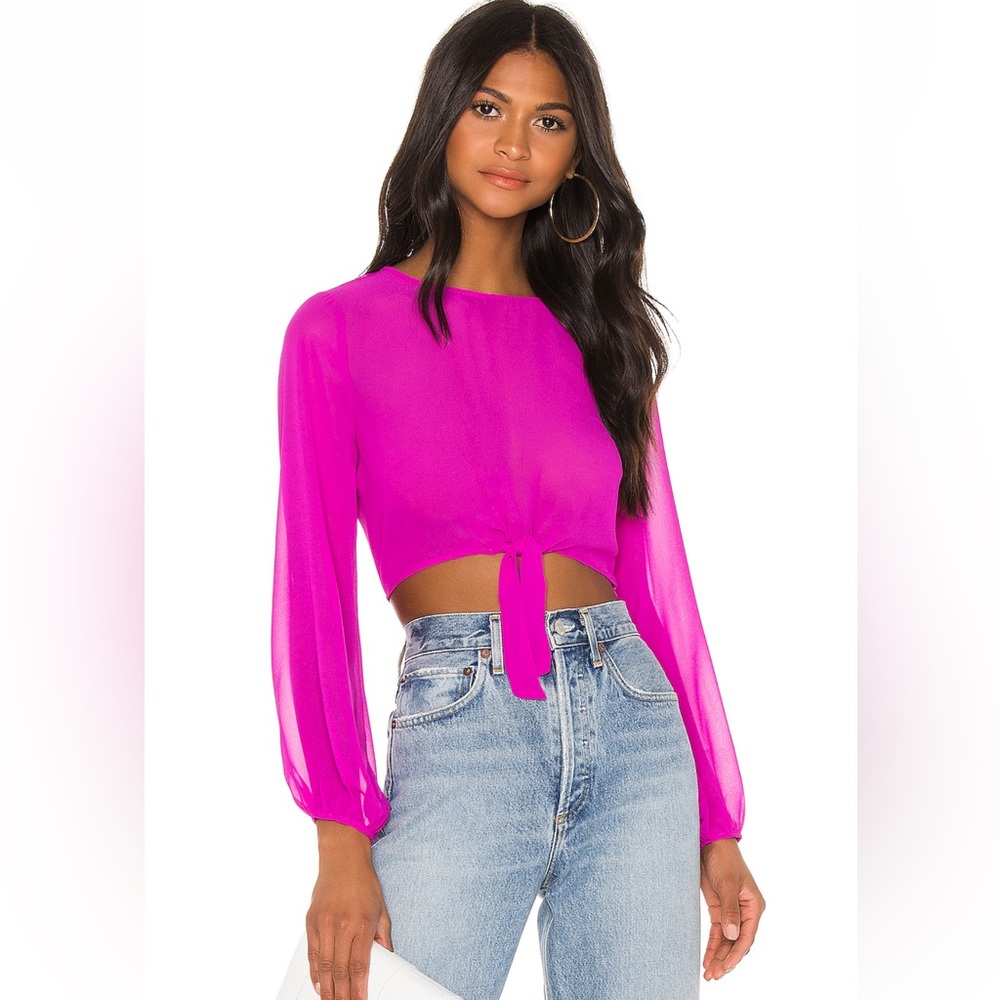 Jenna Tie Top in Fushia - Revolve Superdown